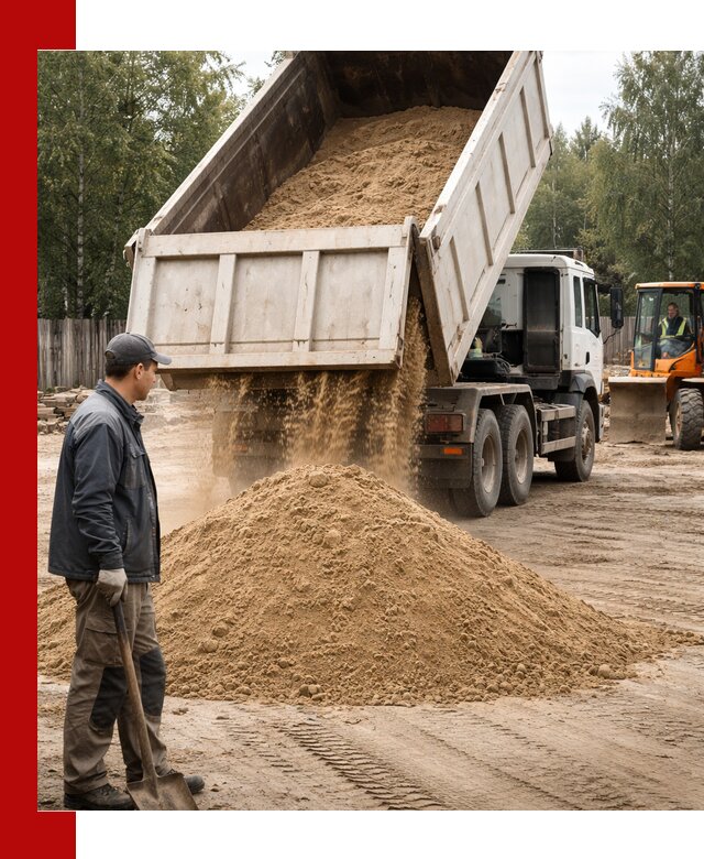Доставка и продажа песка с разгрузкой в Малоярославце