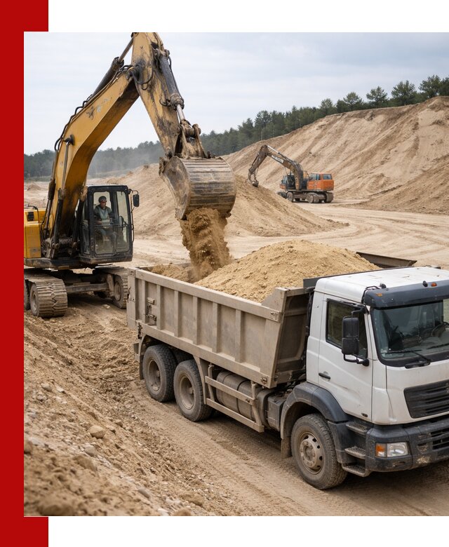 Доставка карьерного песка с самосвалами и разгрузкой в Малоярославце