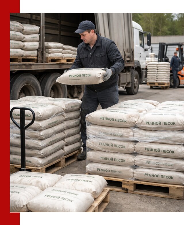 Речной песок в мешках с доставкой в Малоярославце
