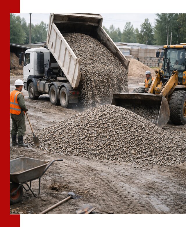 Мытый гравий с доставкой в Малоярославце от карьера до участка