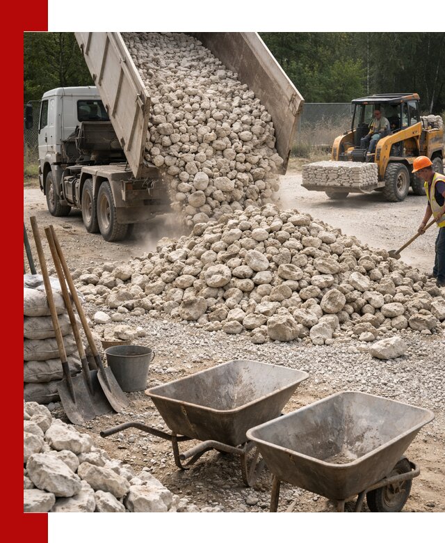 Доставка и продажа бутового известнякового камня в Малоярославце