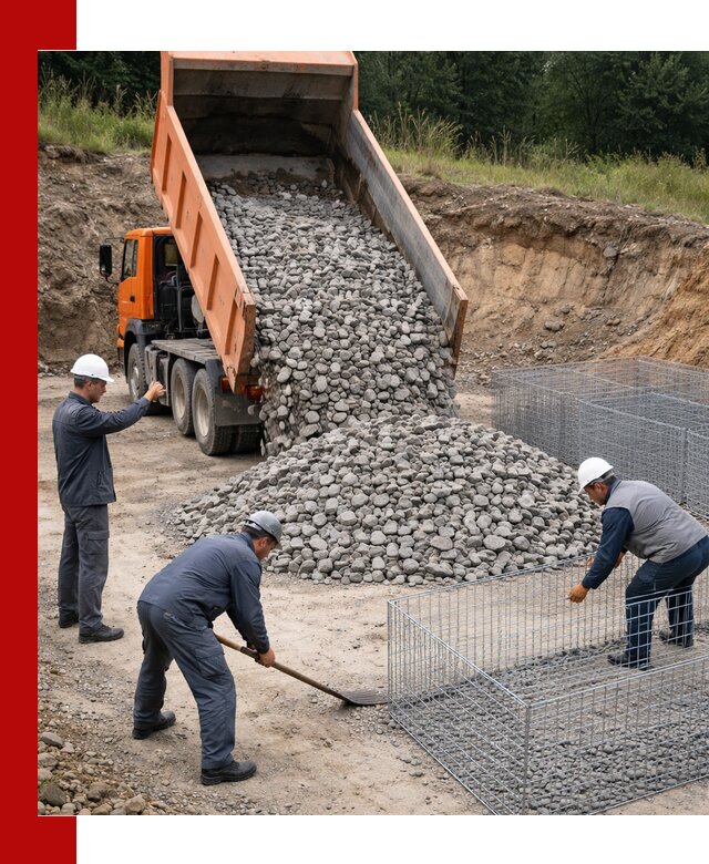 Камень для габионов с доставкой в Малоярославце быстро и надёжно