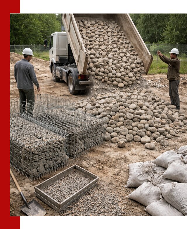 Камень для габионов фракция 70–151 в Малоярославце