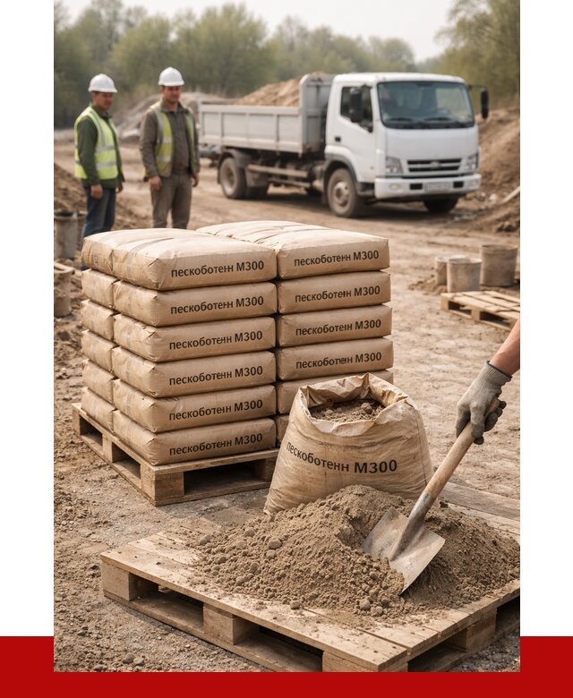 Пескобетон М300 в Малоярославце с доставкой от 4809 р. за куб | ПРОНЕРУДМлр