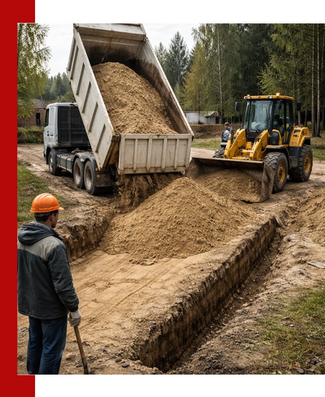 Доставка песчаного грунта в Малоярославце для строительных работ