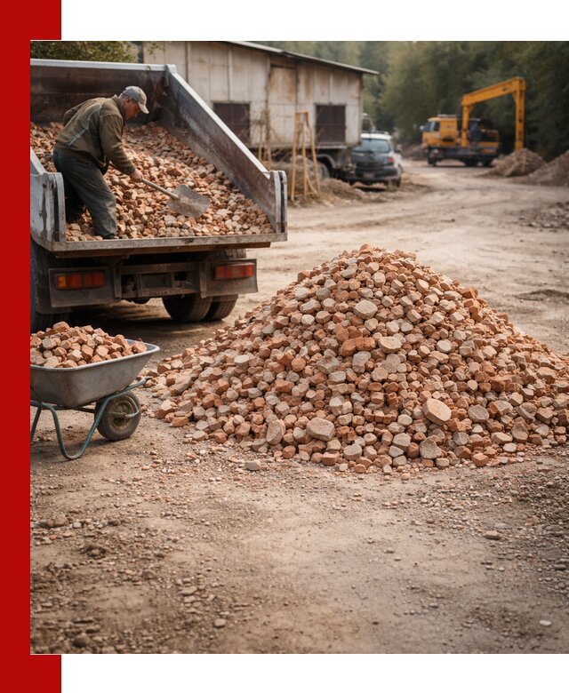 Доставка и подушка из боя кирпича с разгрузкой в Малоярославце