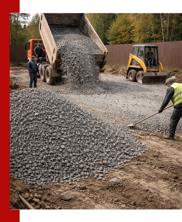 Отсыпка участка щебнем с доставкой и уплотнением в Малоярославце